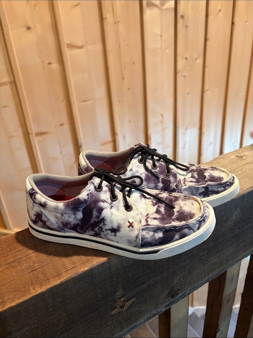 Twisted X Black Tie-Dye Canvas Lace-Up Flats